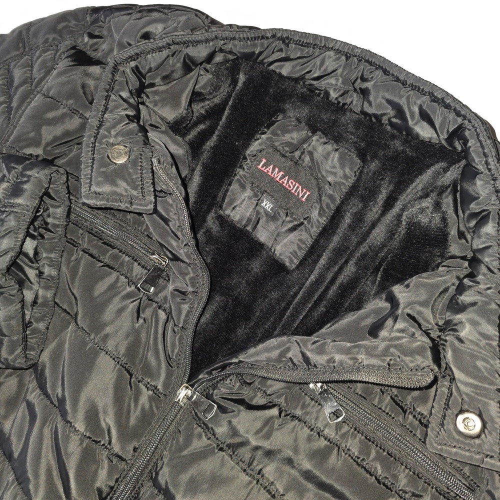 Women's Black Quilted Moto Jacket Full Zip 4 Pocket XXL Lamasini